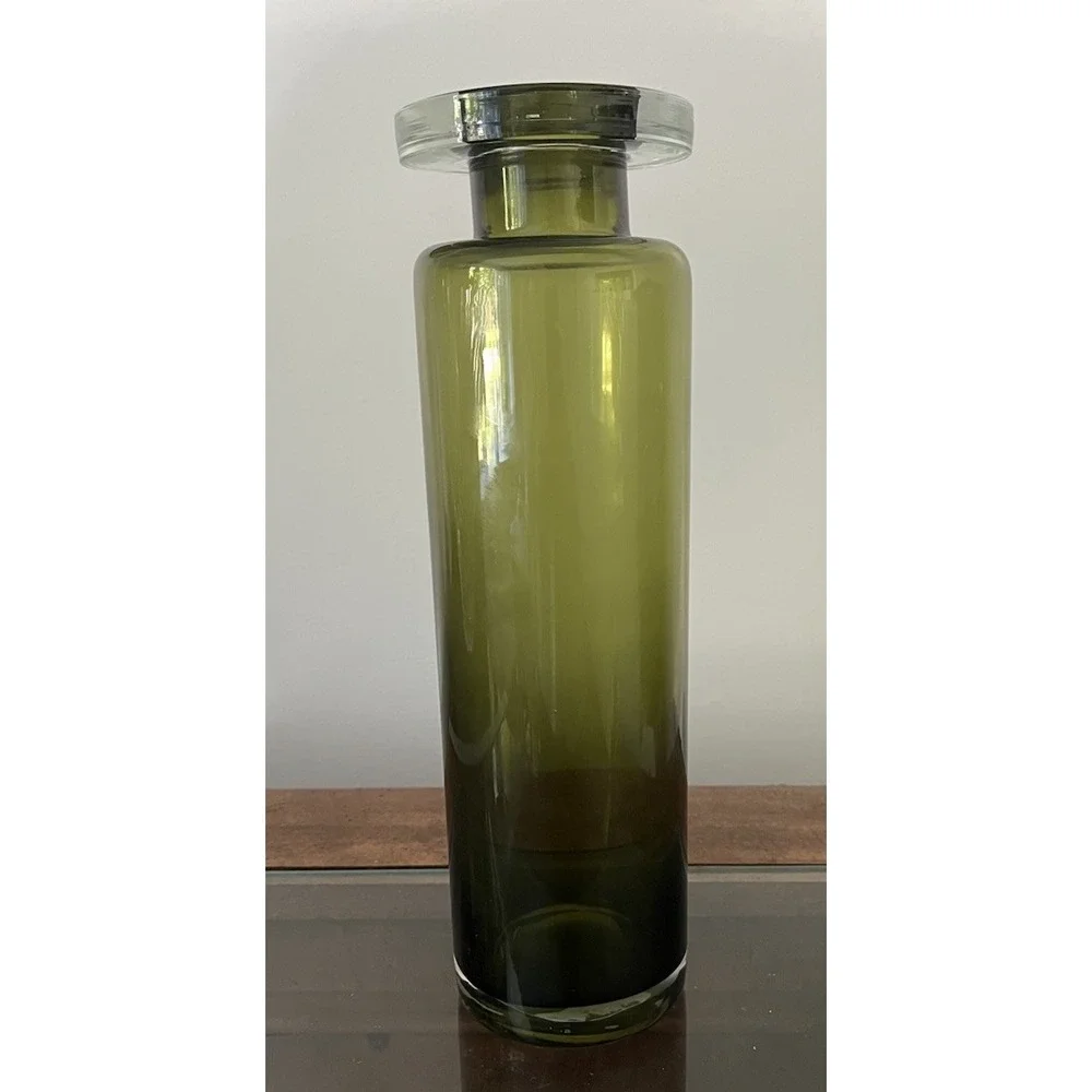 Tall Olive Green Jekyll Bottle Apothecary Alchemist Jar Vase Ombre Gradient